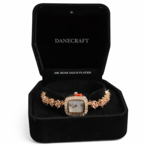 danecraft 18k rose gold plated jewelry watch – crystal accented bracelet design