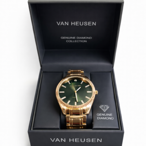 Van Heusen Genuine Diamond Gold-Tone Men’s Watch – Green Dial